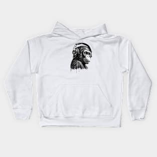 Monke with headphones Kids Hoodie